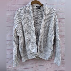 Eileen Fisher size SP oversized ladies chunky knit oatmeal open cardigan sweater